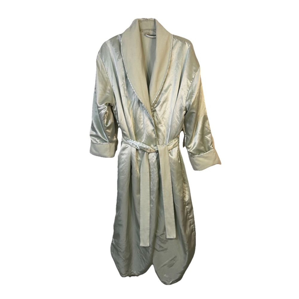 Vintage Valerie Stevens Robe Women's M Green Long Silky Fleece 2-sided 100% Poly